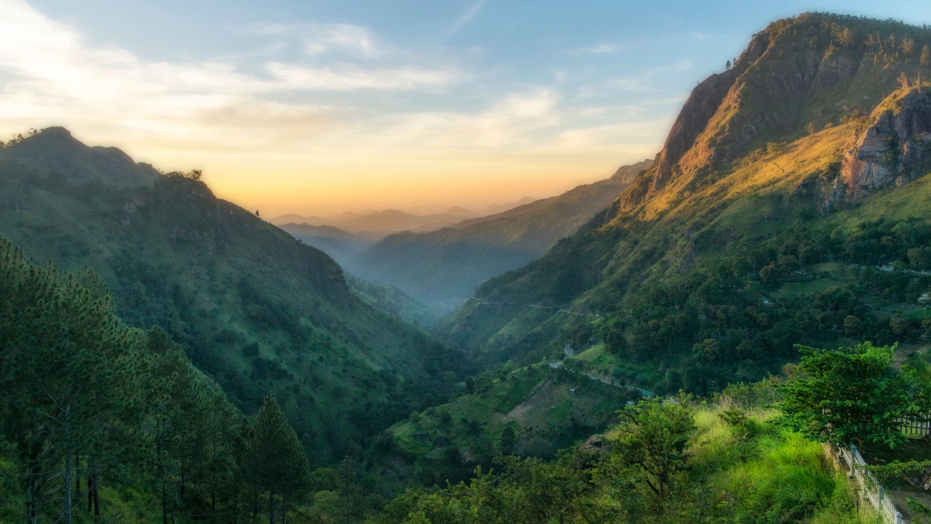 View from Ella Rock summit across the highland valley, Sri Lanka